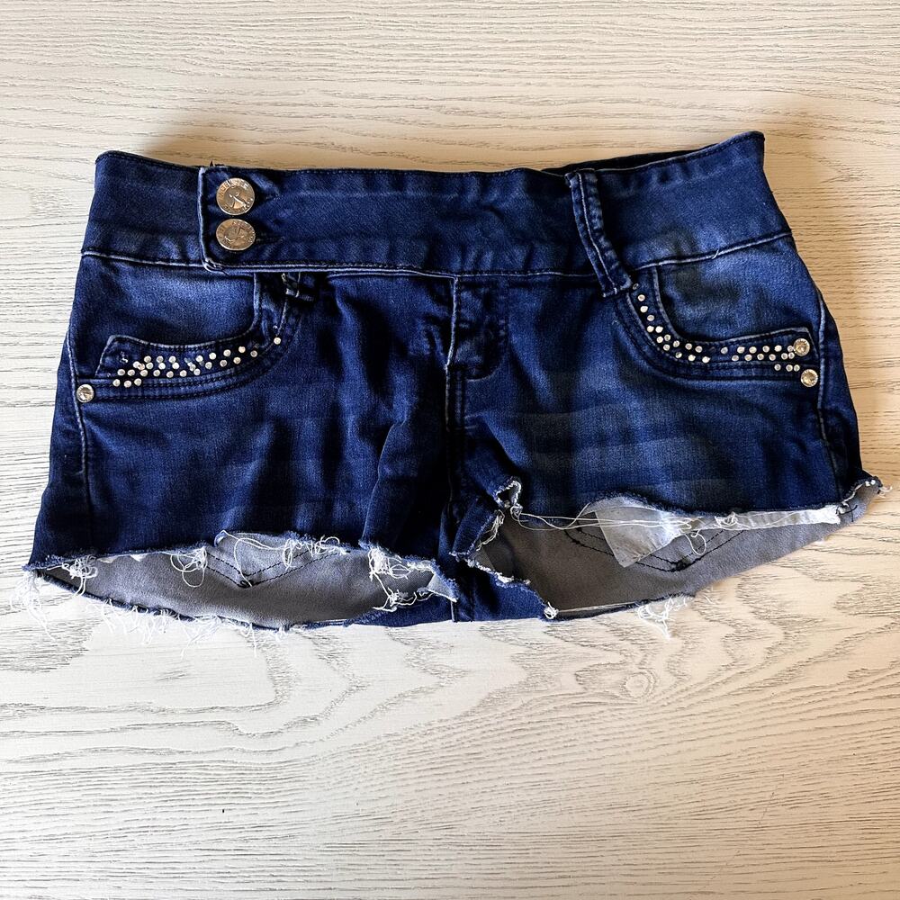 Playboy Y2K Cutoff Jean Booty Shorts Jeweled Embellished Size 7/8